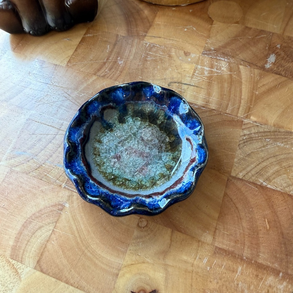 Handmade Blue Glazed Ceramic Bowl- Made in USA